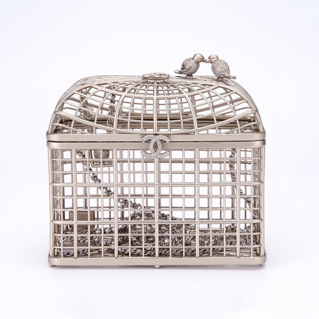 Chanel Women's Fashion Classic Metal and Rhinestone Birdcage-Shaped Rigid Evening Clutch Bag Bags #78572
