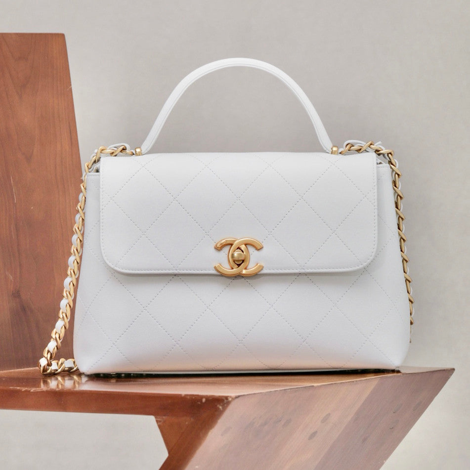 Chanel Women's Fashion Classic Solid Color Diamond Quilted Handle Top Closure Briefcase Chain Bag Bags #78965