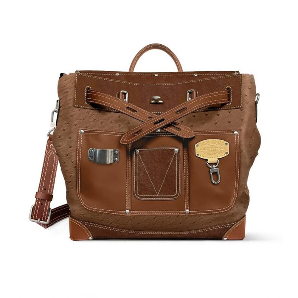 Louis Vuitton Steamer 40 Workwear Handbags Ostrich Skin Pharrell Williams Men's  Stylish Brown Shoulder Bag Bags #84298A