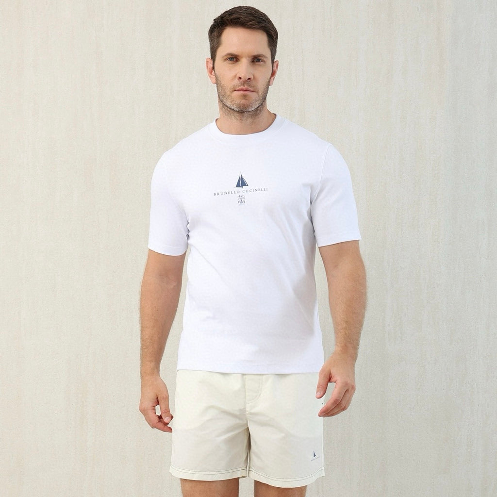 Brunello Cucinelli Men's Printed Letter Label Cotton Sweatshirt Solid Colour Fashion Comfortable Casual Round Neck T-shirt Ngvp #77278