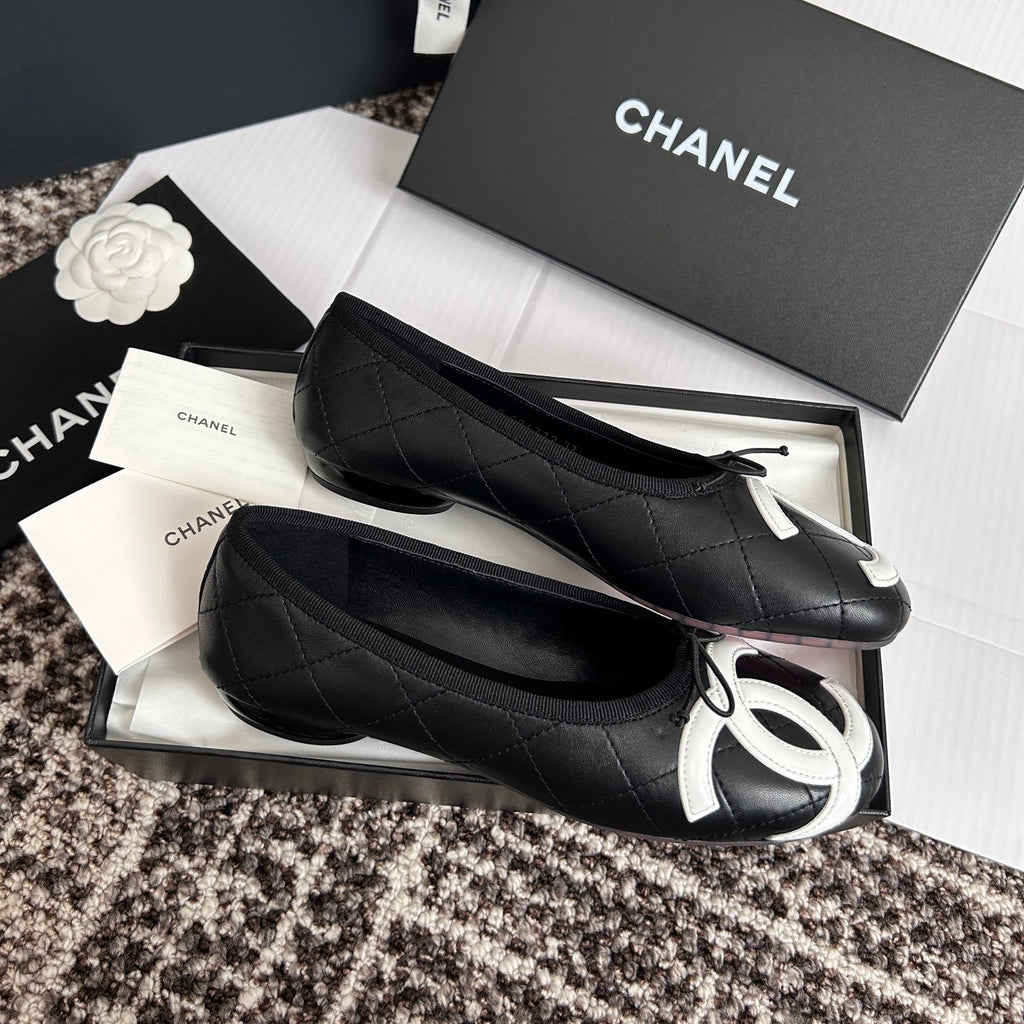 Chanel Lambskin Cambon Quilted Ballerina Flats #310355