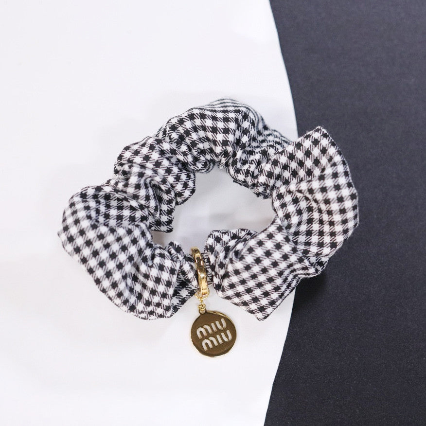 MiuMiu Women's Black and White Checkered Printed Hair Bands Headbands Hair Bands Hair Clips Jewelry #75549