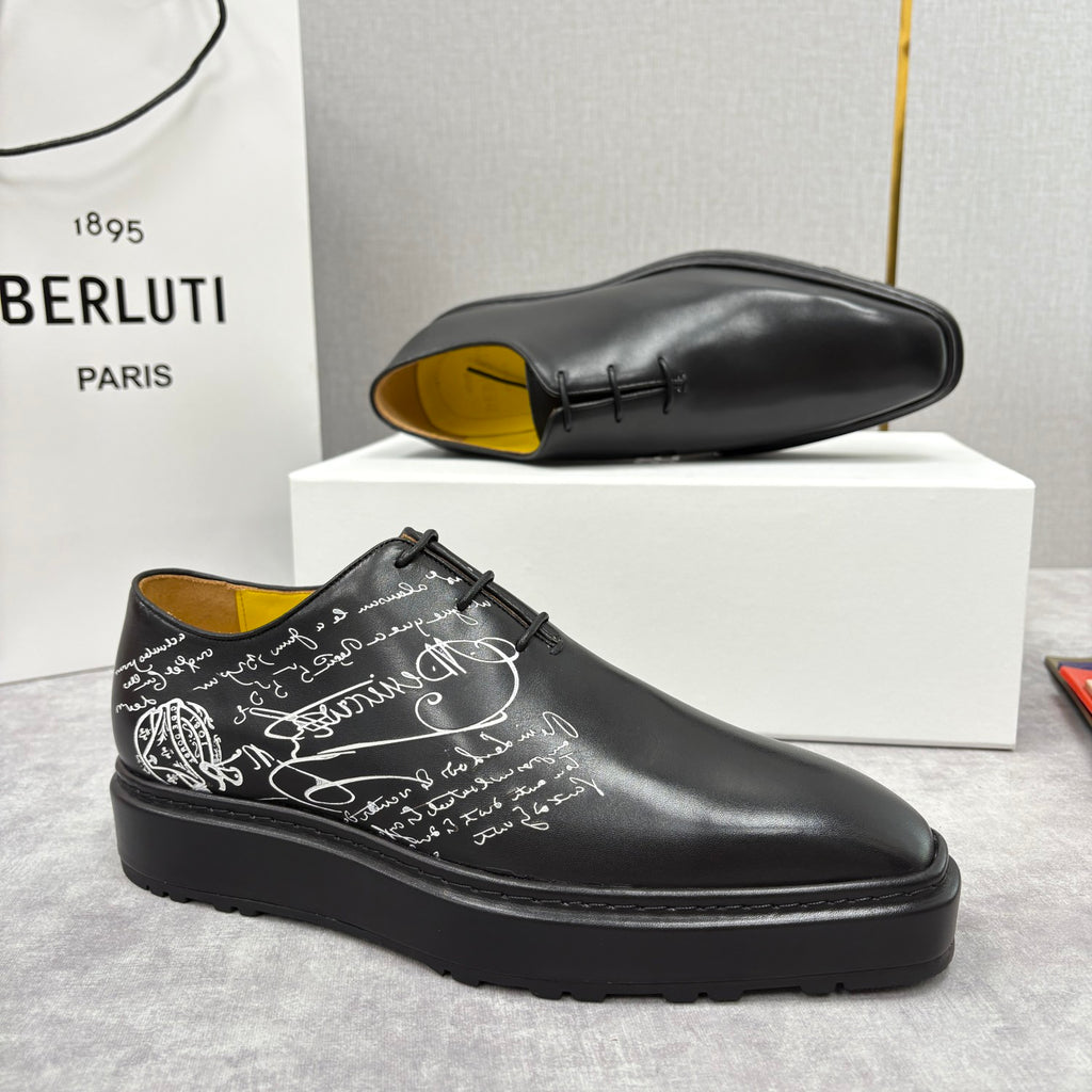 Berluti Men's Spring/Fall Classic Elegant Leather-Sourced Elastic Formal Midsole Dress Shoes #78574