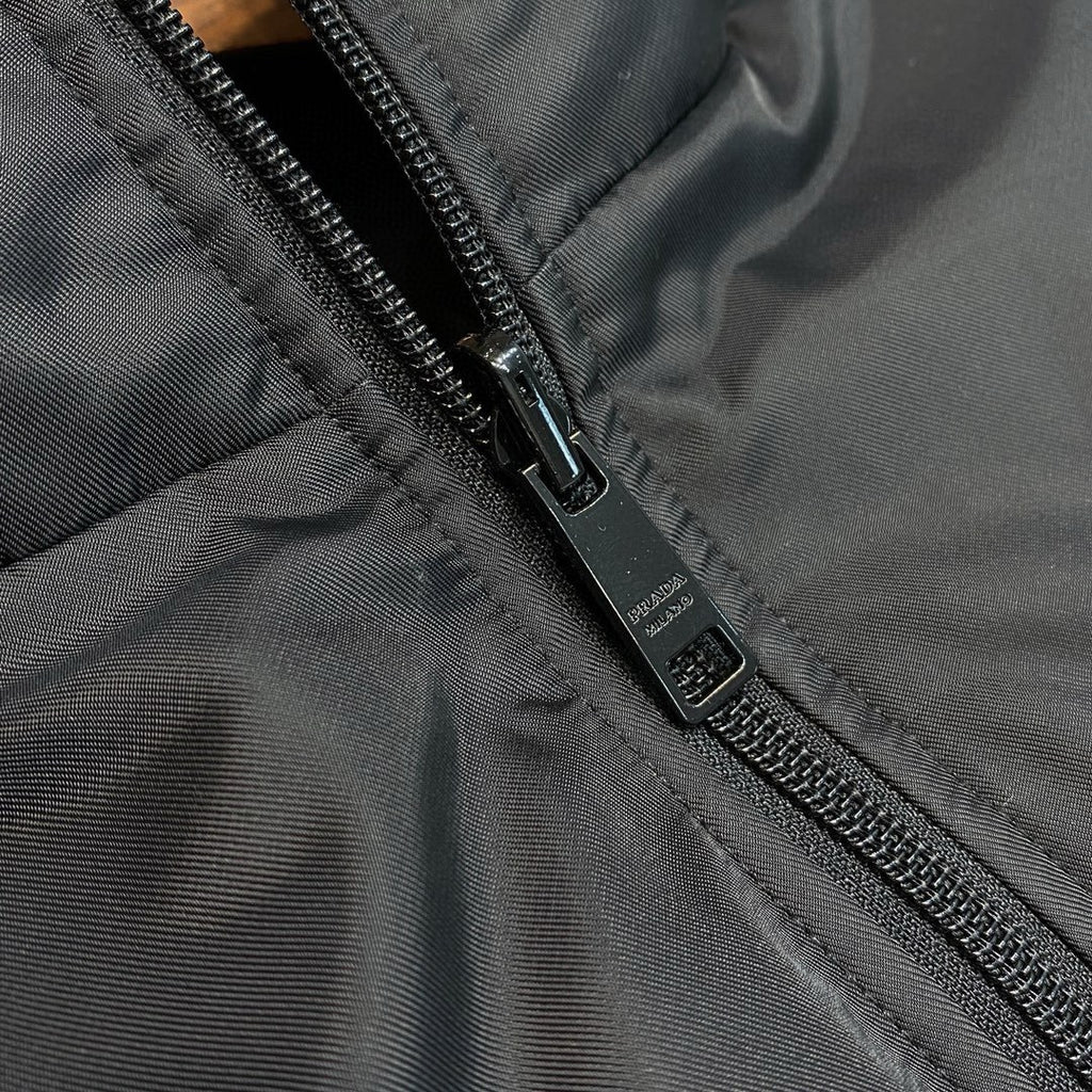 Prada Men's Fall And Winter Black Nylon Reversible Zipper PufferDown Long Sleeve Jacket #73712