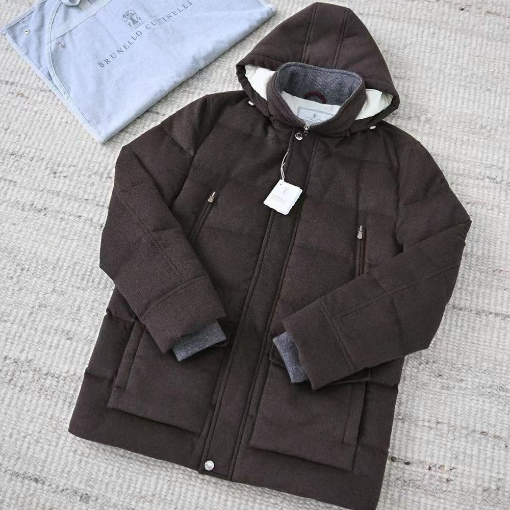 Brunello Cucinelli Men's Wool Down Jacket Gray #334783