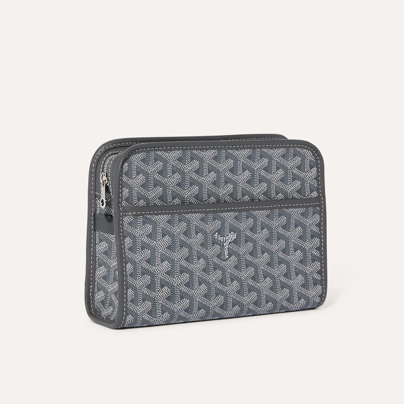 GOYARD Jouvence Men's and Women's Old Flower Full Print Zipper Closure Canvas Patchwork Leather Wash Bag Clutch Bags #75739