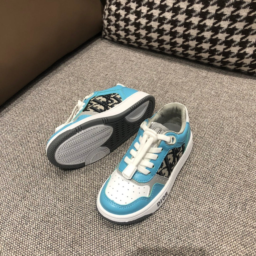 Dior Kid's Four Seasons Color Blocking Lace-Up Round Head Low Top Casual Board Shoes #31271