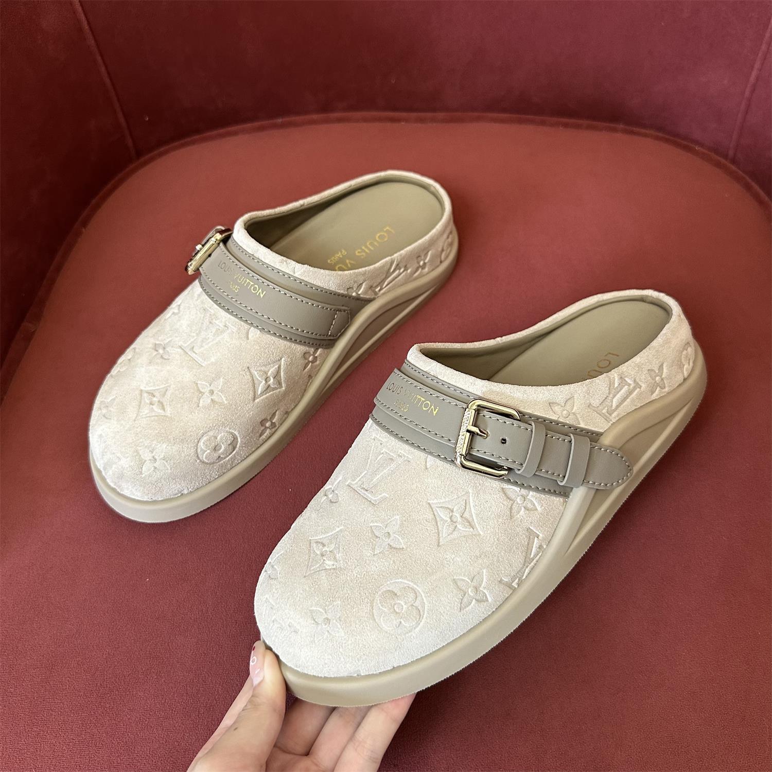 Louis Vuitton LV To-Go Comfort Women's Summer Alphabet Print Suede Leather Birkenstock Sandals Shoes #77536