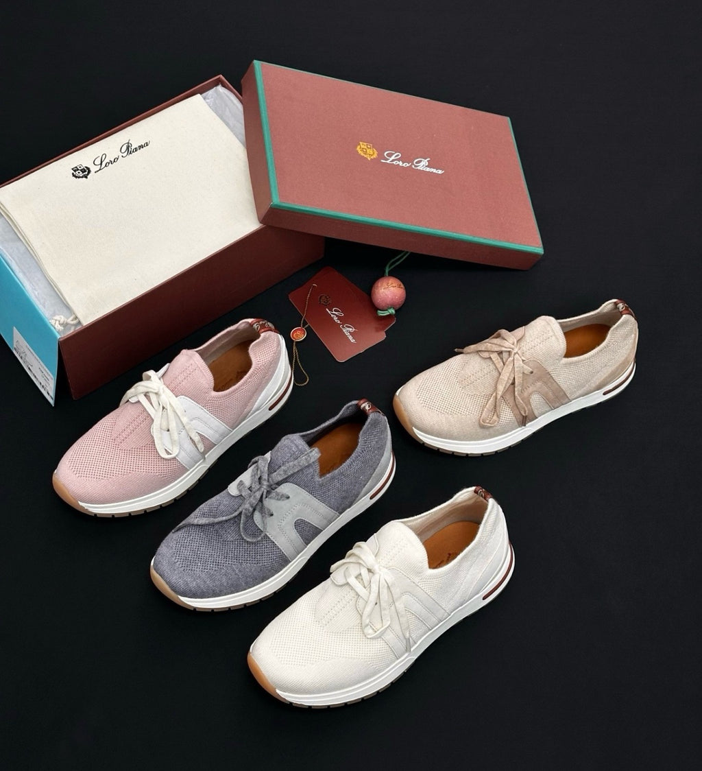 Loro Piana Lady Flexy Walk Sneaker Wish Wool Ancient Sandstone Low Top #383060