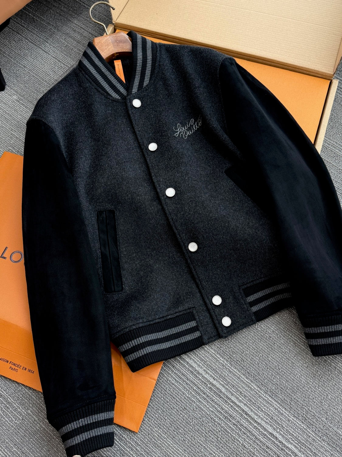 Louis Vuitton Men's Spring/autumn Fashion Casual Solid Color Single Breasted Suede Sheepskin Leather Jacket Sweatshirt Jacket #78395