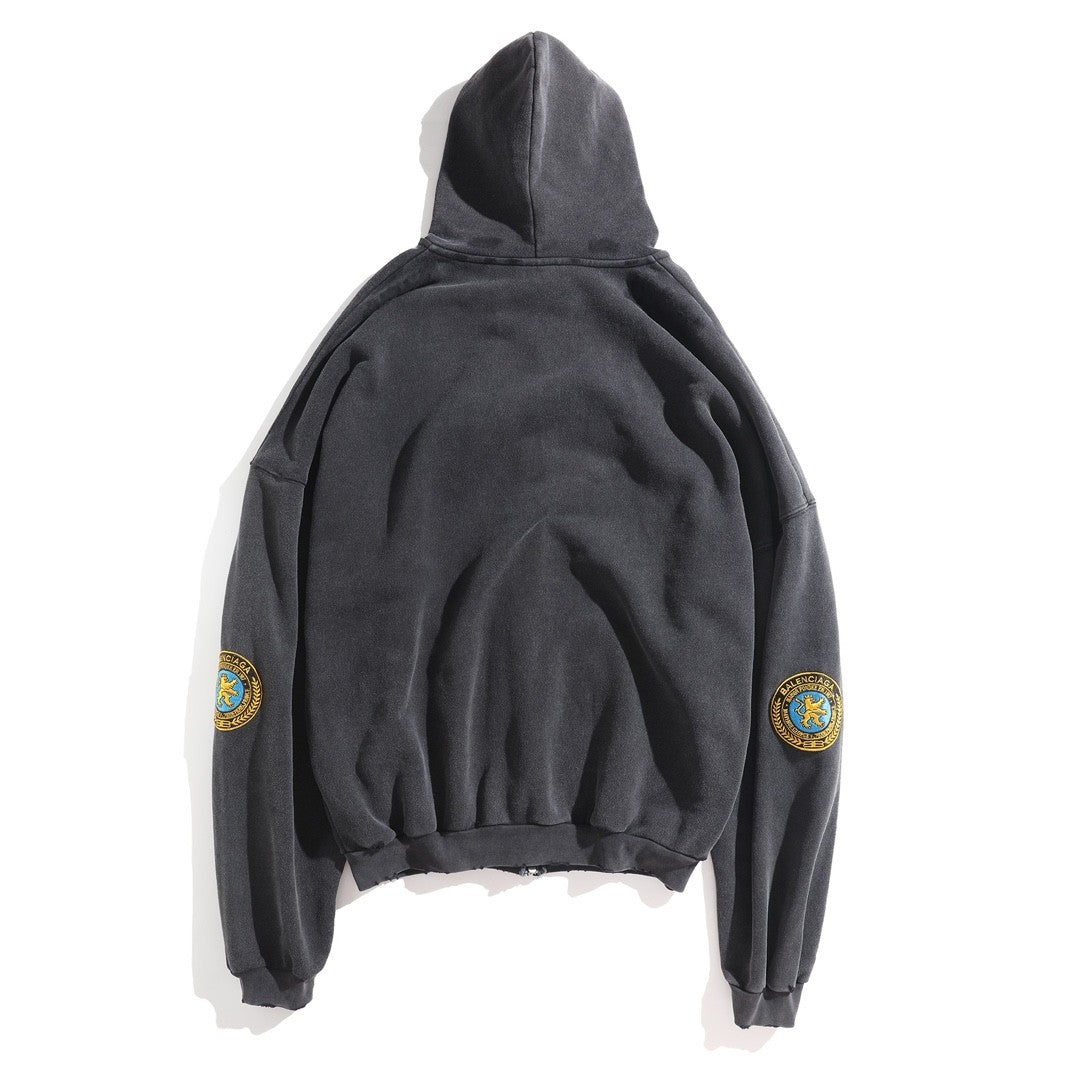 Balenciaga Men's And Women's Spring/Fall Fashion Casual Solid Color Letter Print Hooded Zipper and Hooded Pullover Long Sleeve Sweatshirt Jacket #78935