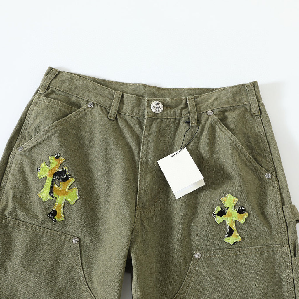 Chrome Hearts Green Denim Printed Casual Pants #22139