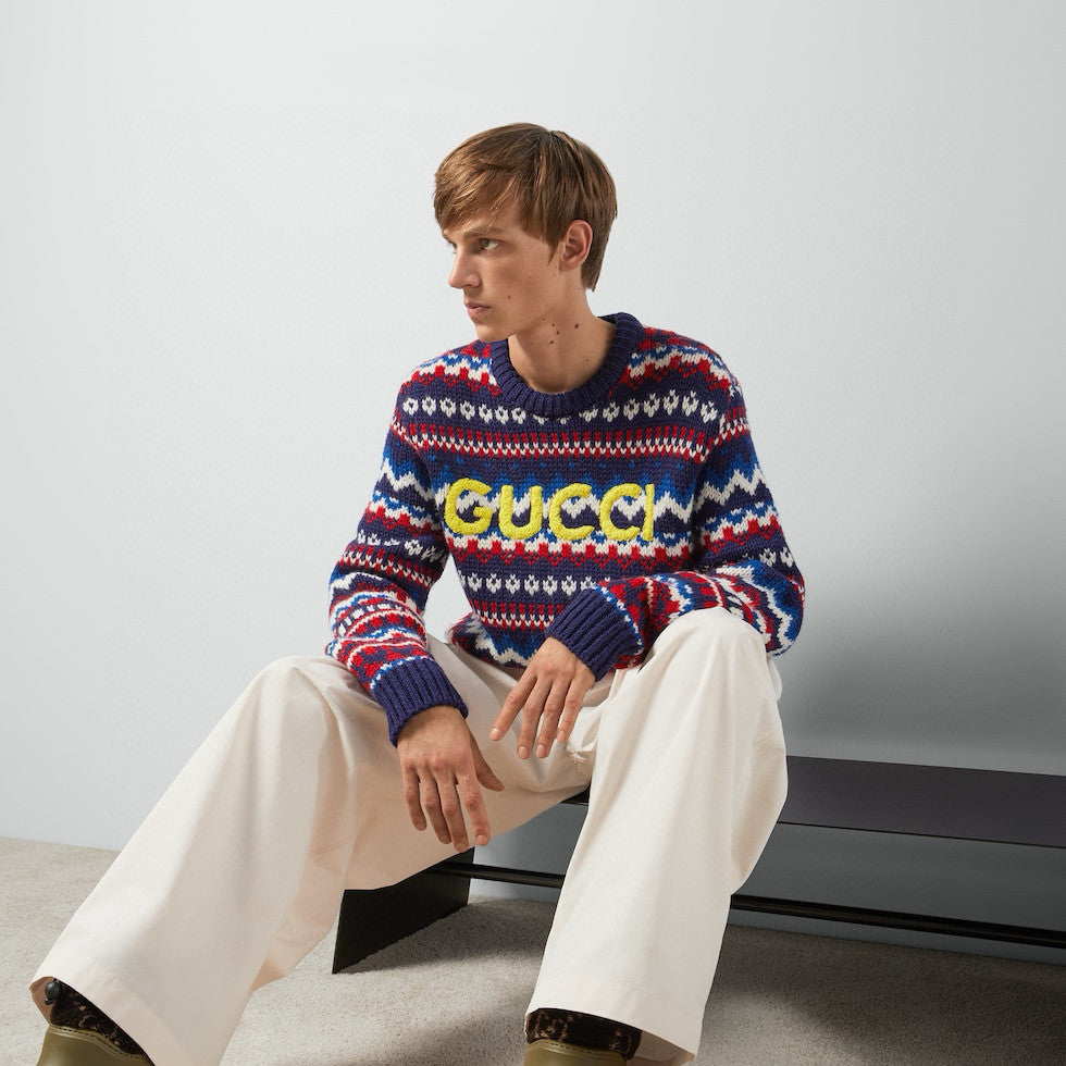 Gucci Men's Autumn And Winter Logo Letters He Small Text Print Round Neck Long Sleeve Jumper Pullover #97872