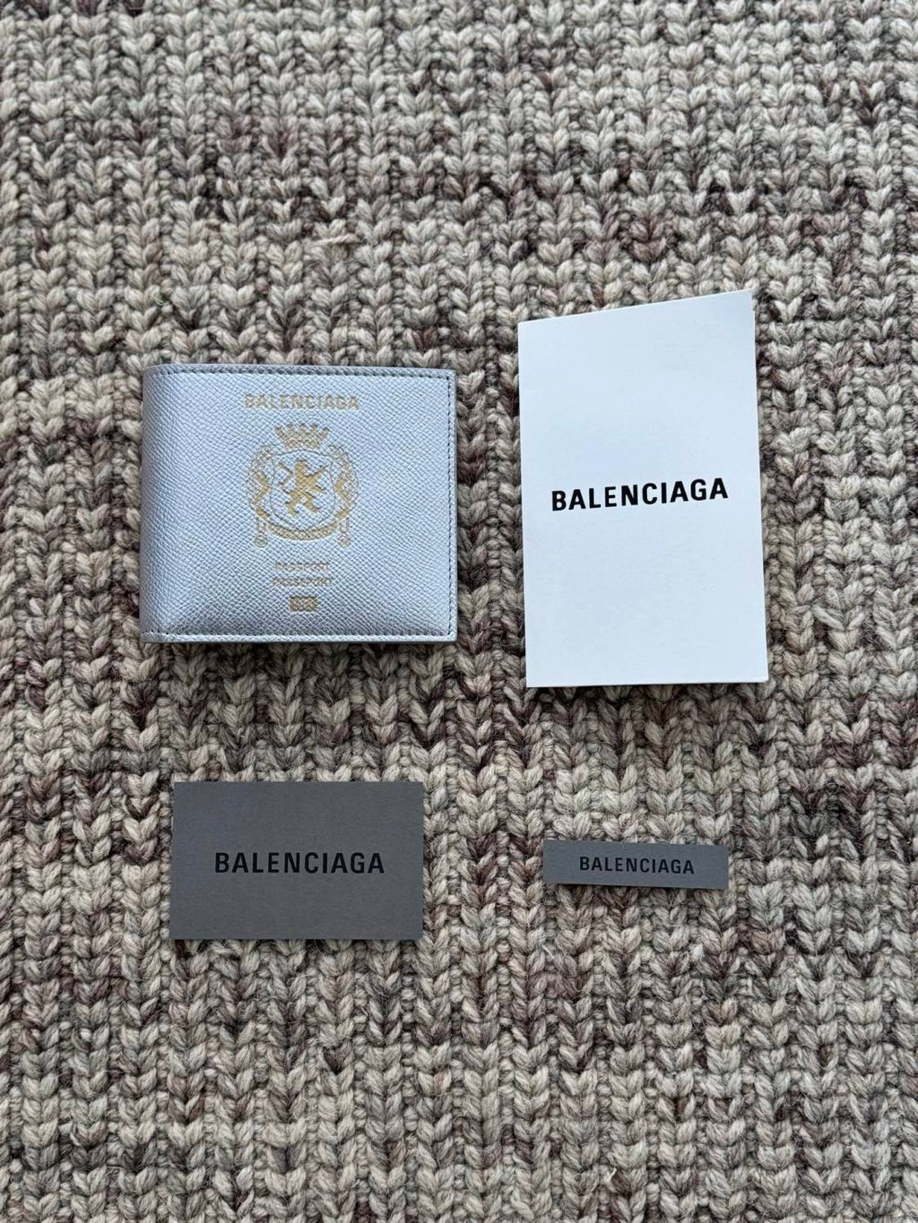 Balenciaga Men' Passport Square Folded Wallet in Silver #336007