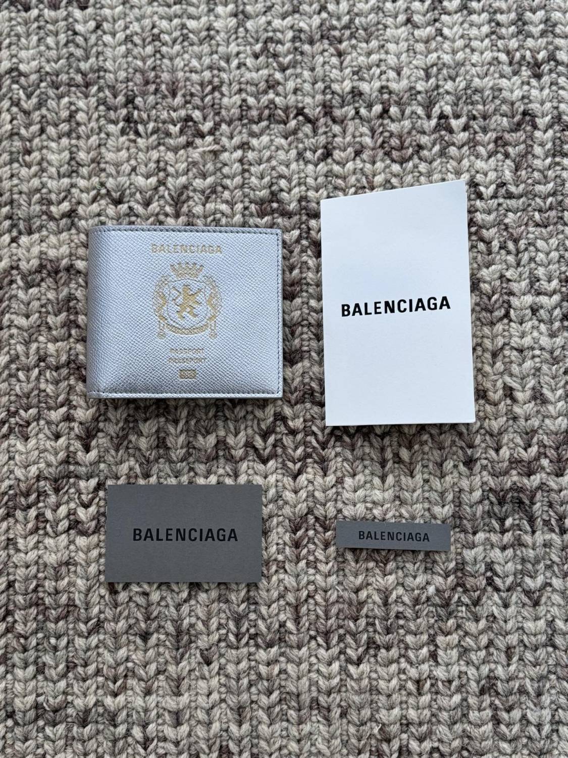 Balenciaga Men' Passport Square Folded Wallet in Silver #336007