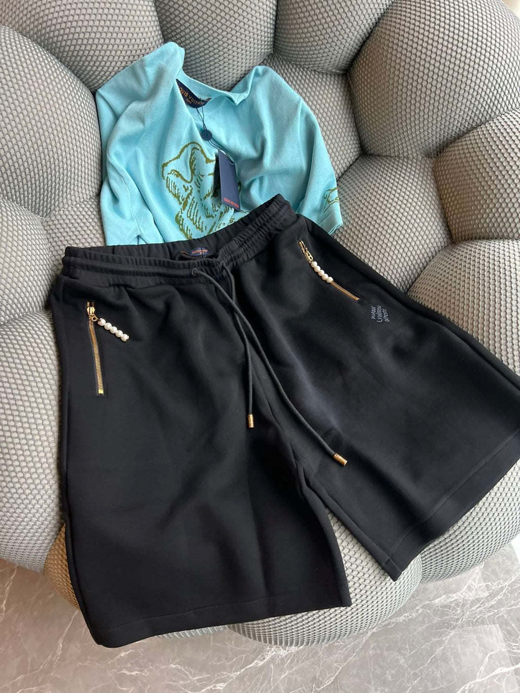 Louis Vuitton Men's Summer Solid Color Drawstring Tie-Up Slim Fit Casual Shorts #77953