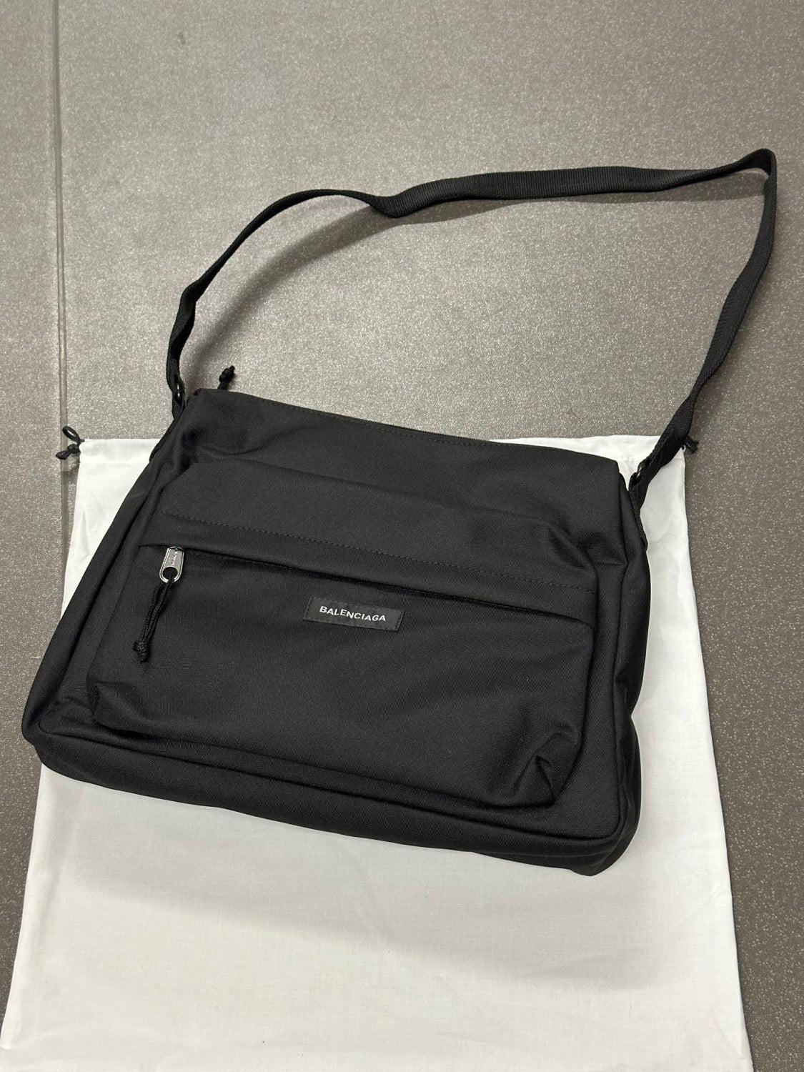Balenciaga Special Offer Bags Paris Explorer Mens Black Fabric Handbag Letter Logo Detail Zipper Closure Top Handle Shoulder Bag temporary
