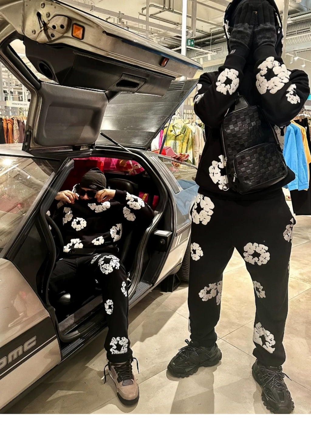 Denim Tears Men's Women's Spring & Autumn Floral Print Pocket Long Sleeve Solid Color Fit Cotton Hooded Sweatshirt Ngvp #8853