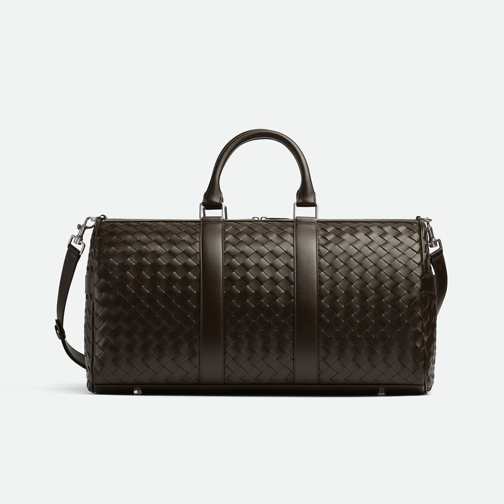 Bottega Veneta Intrecciato Men's Solid Color Adjustable Detachable Shoulder Strap Woven Calfskin Travel Bag #77472