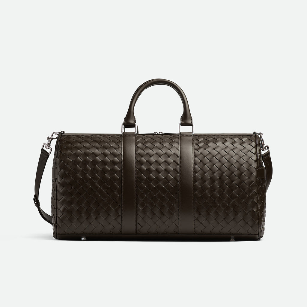 Bottega Veneta Intrecciato Men's Solid Color Adjustable Detachable Shoulder Strap Woven Calfskin Travel Bag #77472