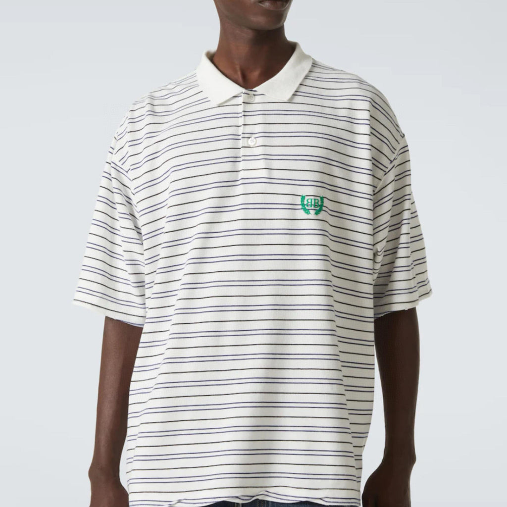 Balenciaga Men's Summer Solid Colour Stripe Printed Embroidery Pattern Printed Polo Neck Short Sleeve T-Shirt #76767