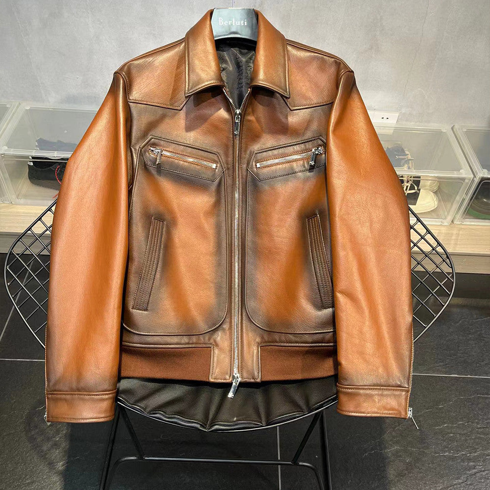Berluti Long Sleeve Leather Jacket Ngvp #6375