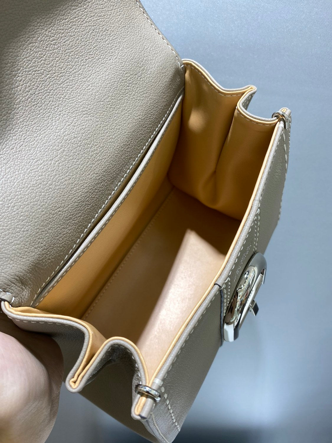 Delvaux Women's Outside Stitching Solid Color Calfskin Handheld Slanting Shoulder Bag Bag #75294