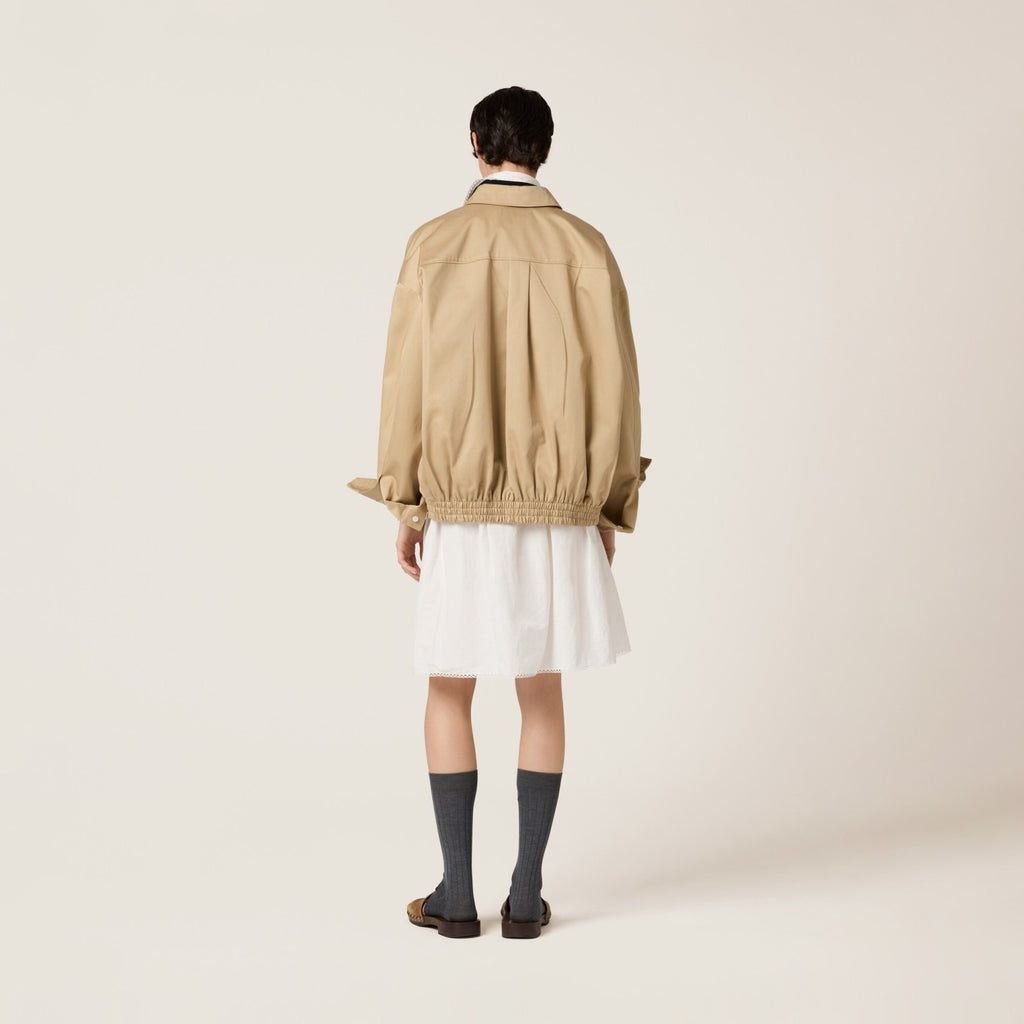 MiuMiu Men's Women's Spring & Autumn Twill Cotton Logo Embroidery Solid Color Single Breasted Long Sleeve Jacket Coat #81282