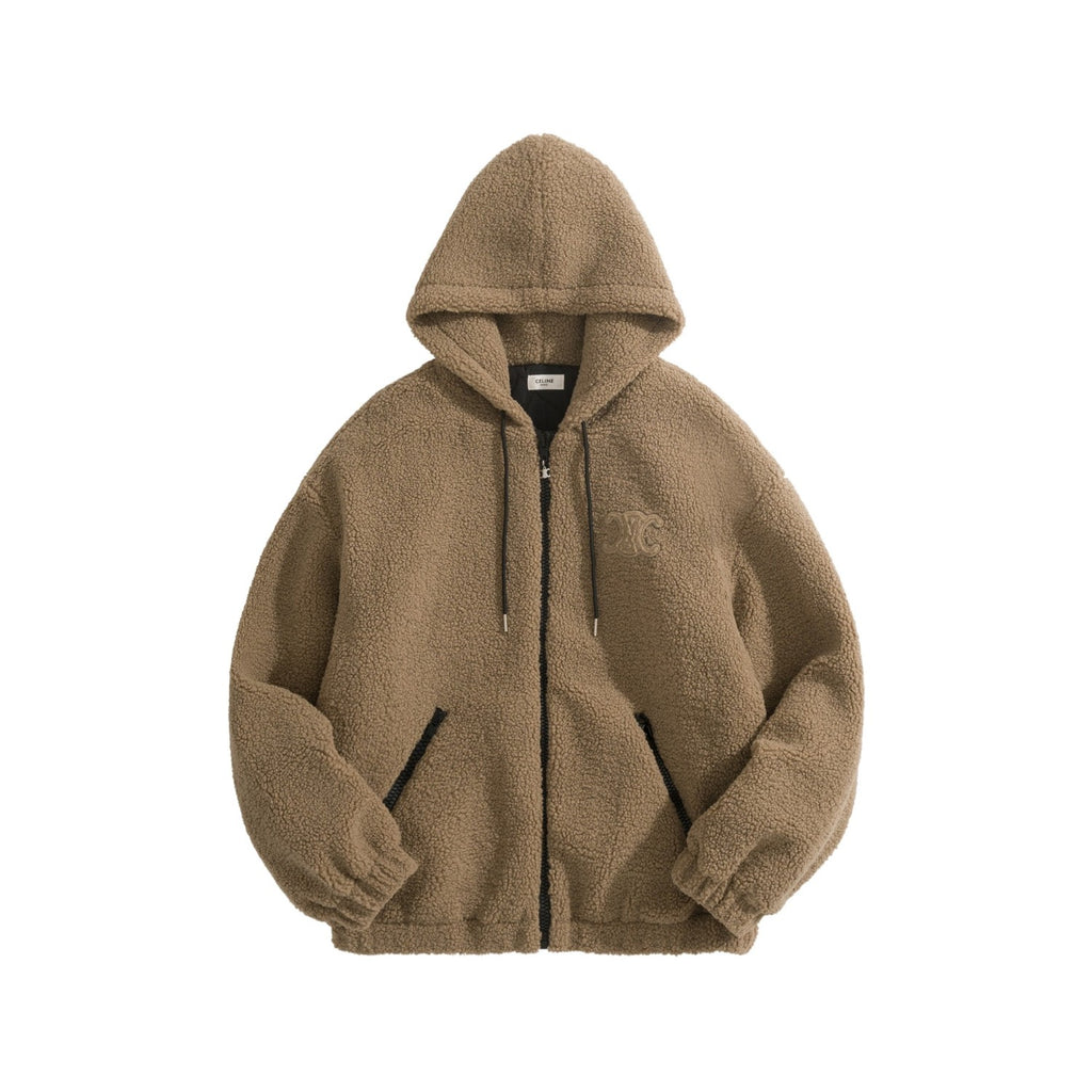Celine Hooded Jacket in Wool and Cotton Fleece #333474