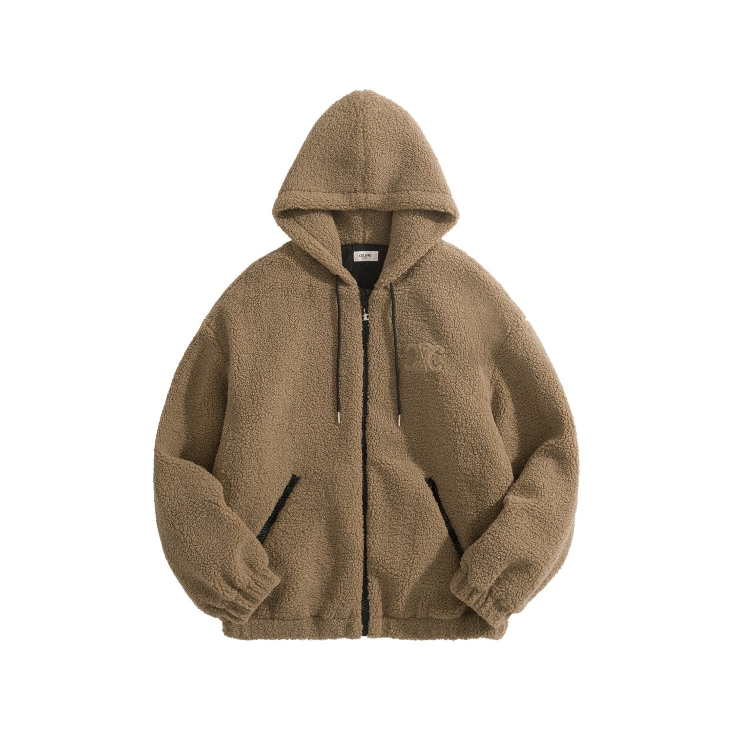 Celine Hooded Jacket in Wool and Cotton Fleece #333474