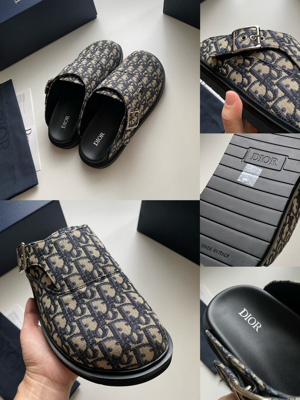 Dior Aqua Men's Summer Solid Color Letter Print Buckle Design Mule Shoes Sandals #77185