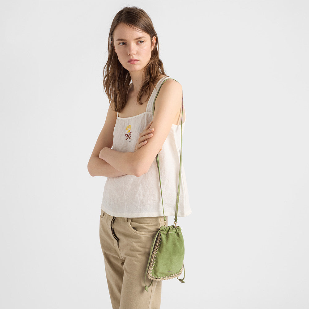 Prada Agave Suede Smartphone Case Men's And Women's Fashionable Small Bag Storage Pouches Crossbody Bags And Woven Bags 1ZT092_2FP1_F0384 #84418A