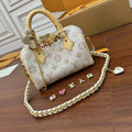 LOUIS VUITTON Speedy 18 Classic Monogram Flower Detachable Shoulder Strap Chain Handbag Shoulder Bag. Crossbody Bag Two-tone Bags Model: M24474  #81987A