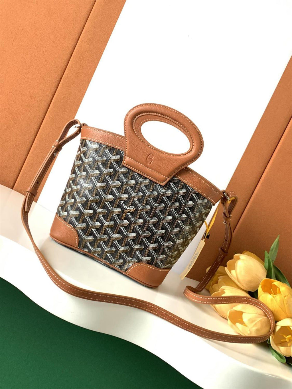 GOYARD Beluga Women's Y-shaped Floral Print Adjustable Detachable Shoulder Strap Canvas And Calfskin Shoulder Mini Bag Crossbody Handbag Bags #77441