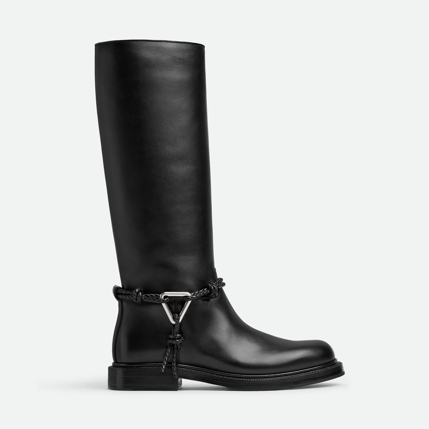 Bottega Veneta Women's James Knee-High Boots Solid-Color Leather Round-Toe Knee-High Boots Chunky Heel Casual Shoes Ngvp #2574