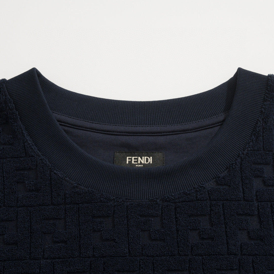 Fendi Men's Summer Solid Color FF Jacquard Printed Round Neck Short Sleeve T-Shirt Casual Lace-Up Shorts Suit Set #76573