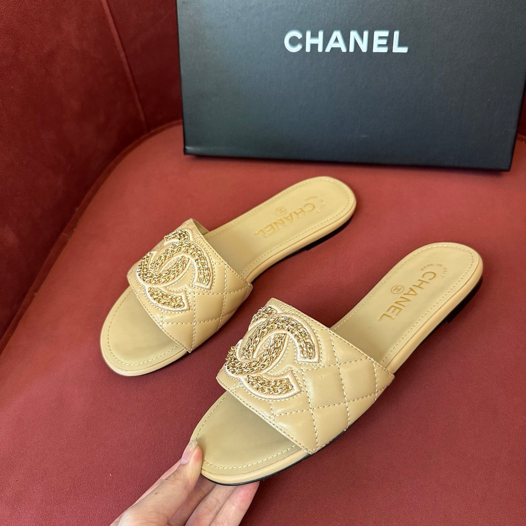 Chanel Women's Spring Summer Leather Logo Slippers Solid Color Woven Shoes Fashion Casual Trend Elegant Sandals #81417