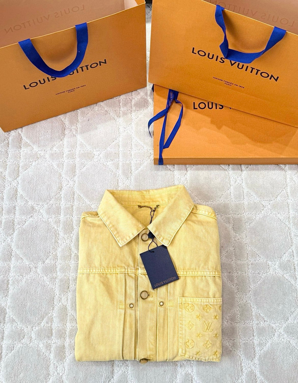 Louis Vuitton TYPE II Men's Spring/Autumn Solid Colour Embroidered Letter Print Pocket Single-Breasted Long-Sleeved Denim Jacket and Casual Denim Trousers Pants Set Suit #77715