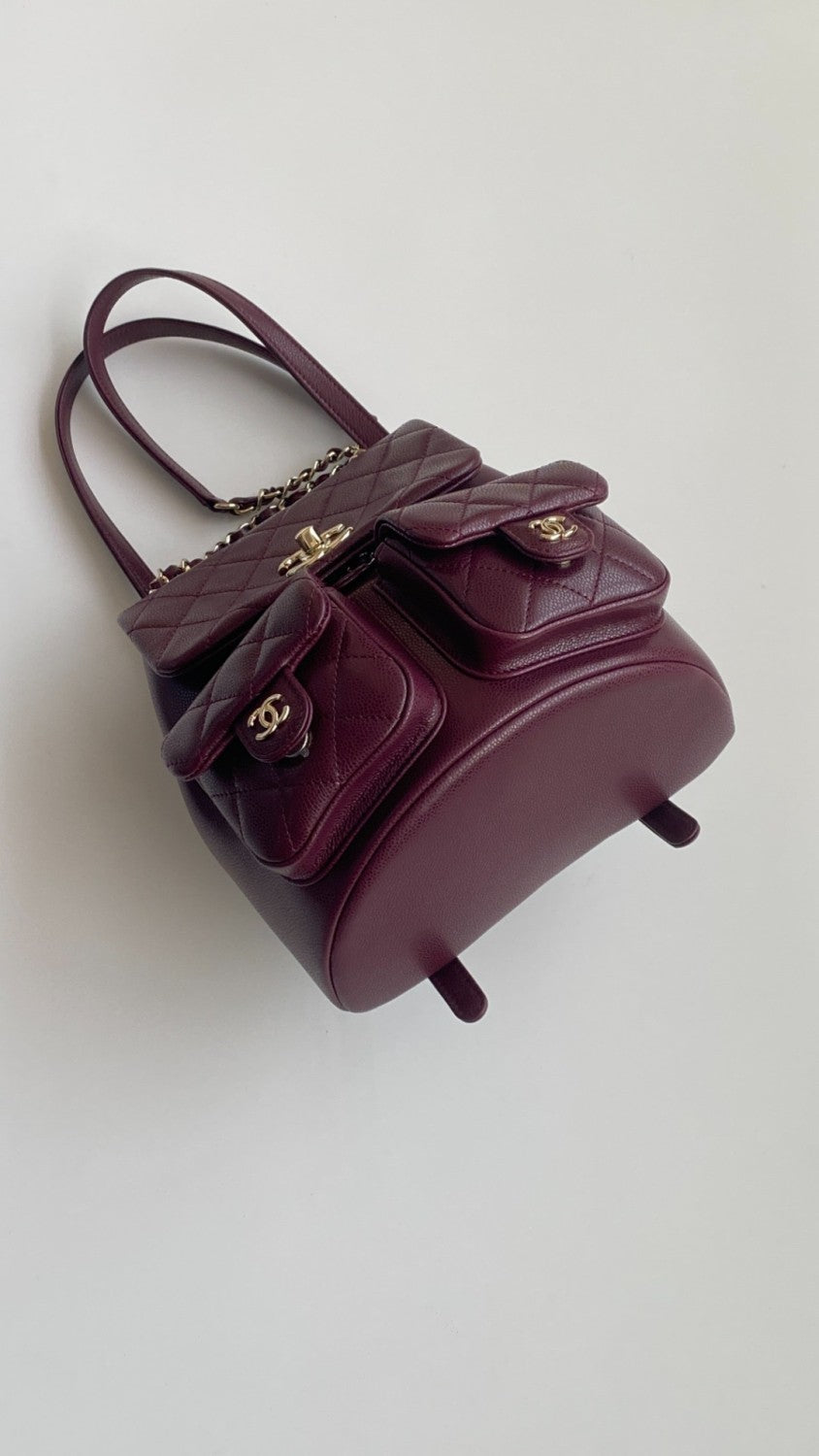 Chanel Women's Duma Bordeaux Red Leather Frog Large Backpack #332640