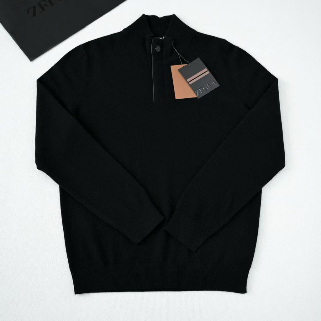 Ermenegildo Zegna Deep Foliage Mélange Color Oasi Cashmere Zipper Penguin Collar Sweater Men's Luxury Knitted Sweater Autumn And Winter Bottom Warm Fashion Trend Knitting Ngvp #2451
