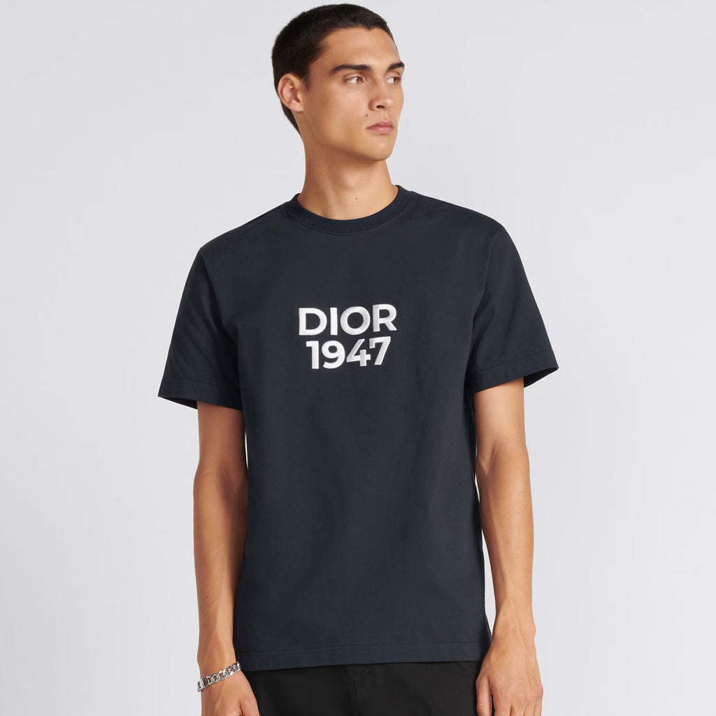 Dior Men's Summer Embroidered Logo Solid Color Round Neck Cotton Short Sleeve T-Shirt #97978