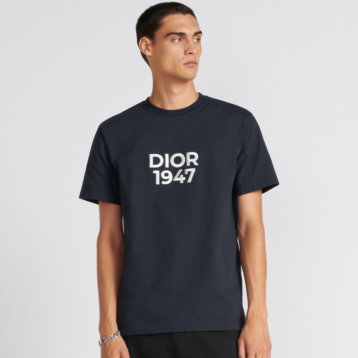 Dior Men's Summer Embroidered Logo Solid Color Round Neck Cotton Short Sleeve T-Shirt #97978