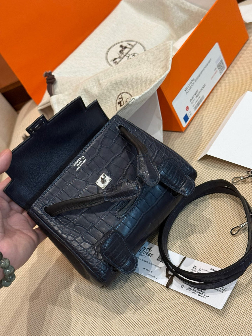 Hermes Kelly Doll Kraft Paper 2H Millennium Doll Top-grain Genuine Imported Alligator Leather Shoulder Crossbody Bag Bags For Other Colours Please Contact Customer Service #195072