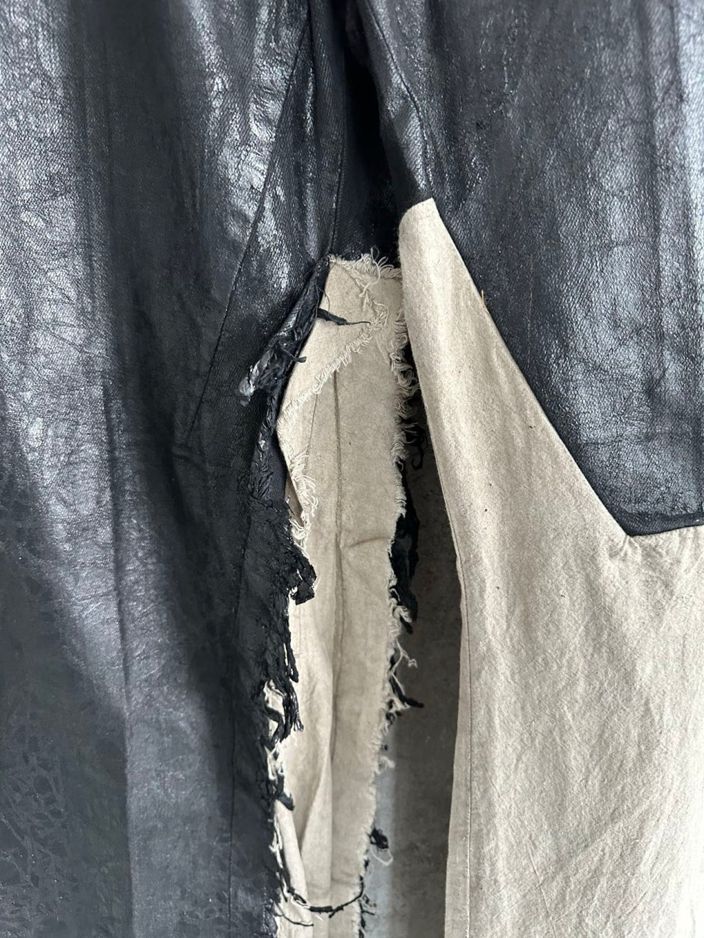 Rick Owens Waxed Colorblock Wide-leg Pants #334947