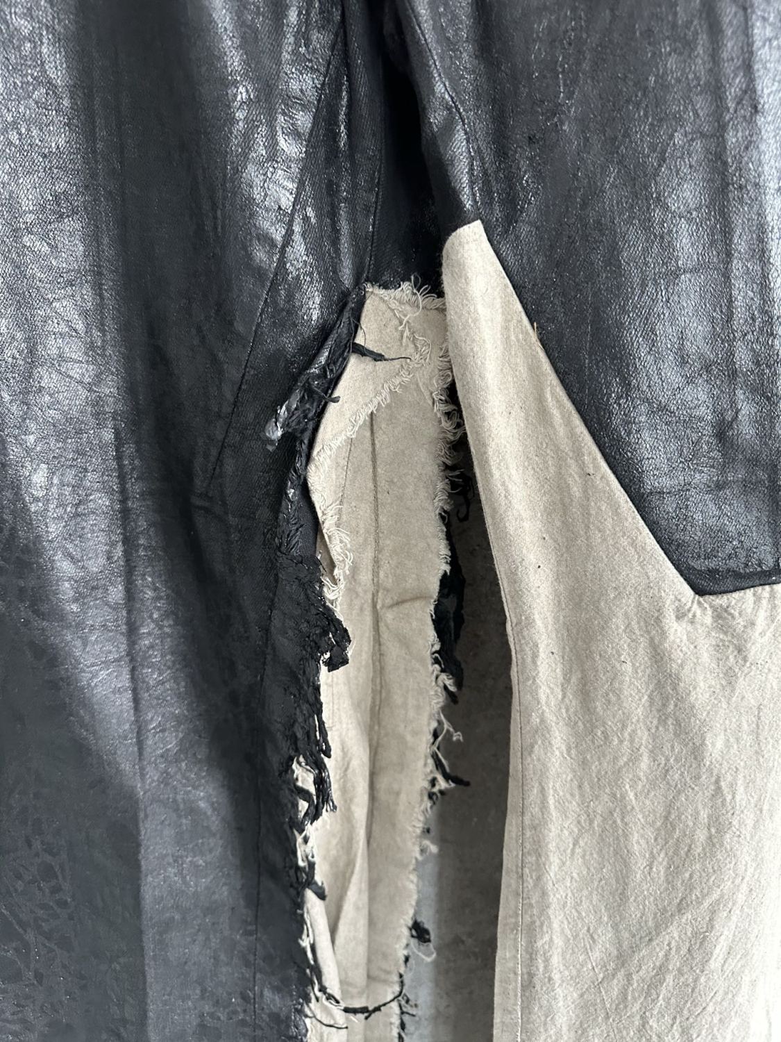 Rick Owens Waxed Colorblock Wide-leg Pants #334947