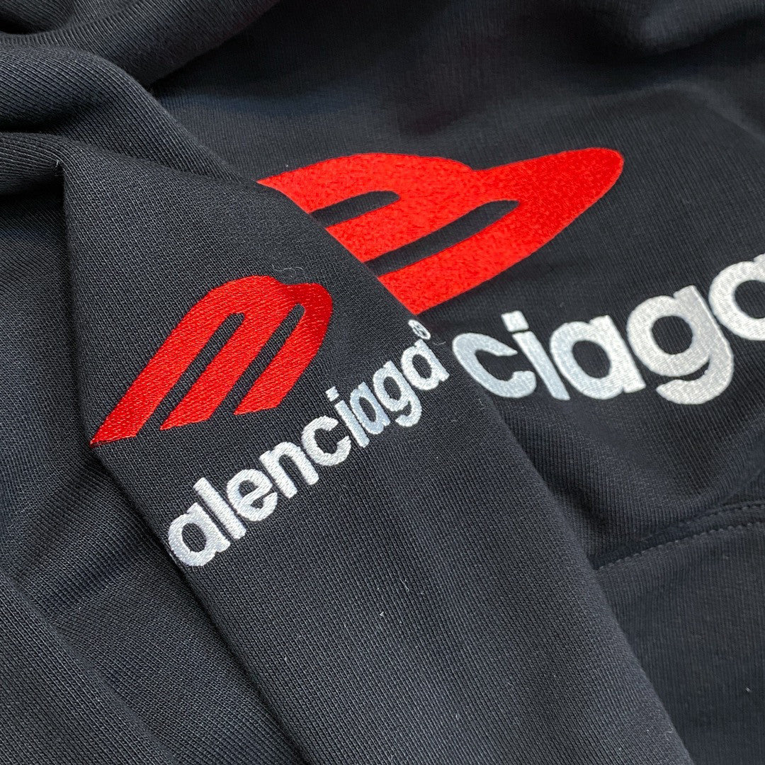 Balenciaga Knitted Cotton Hooded Sweatshirt Black #95156