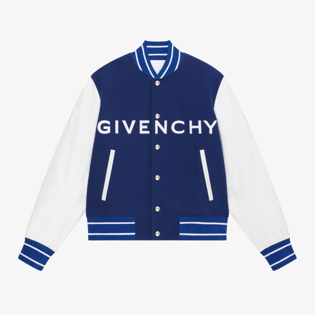 Givenchy Men's Autumn and Winter Color Blocking Single Breasted Wool and Leather Hooded Jacket #98878