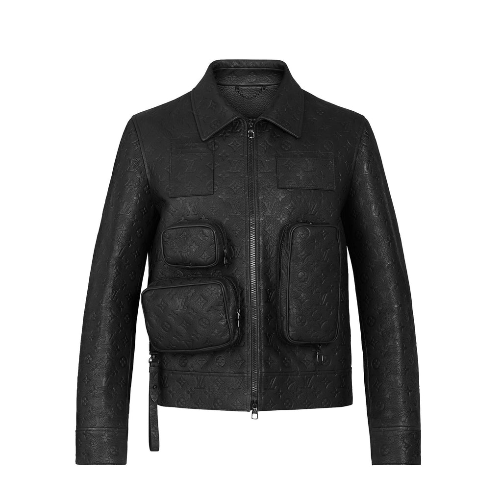 Louis Vuitton Monogram Black Multi Pocket Leather Jacket #21737