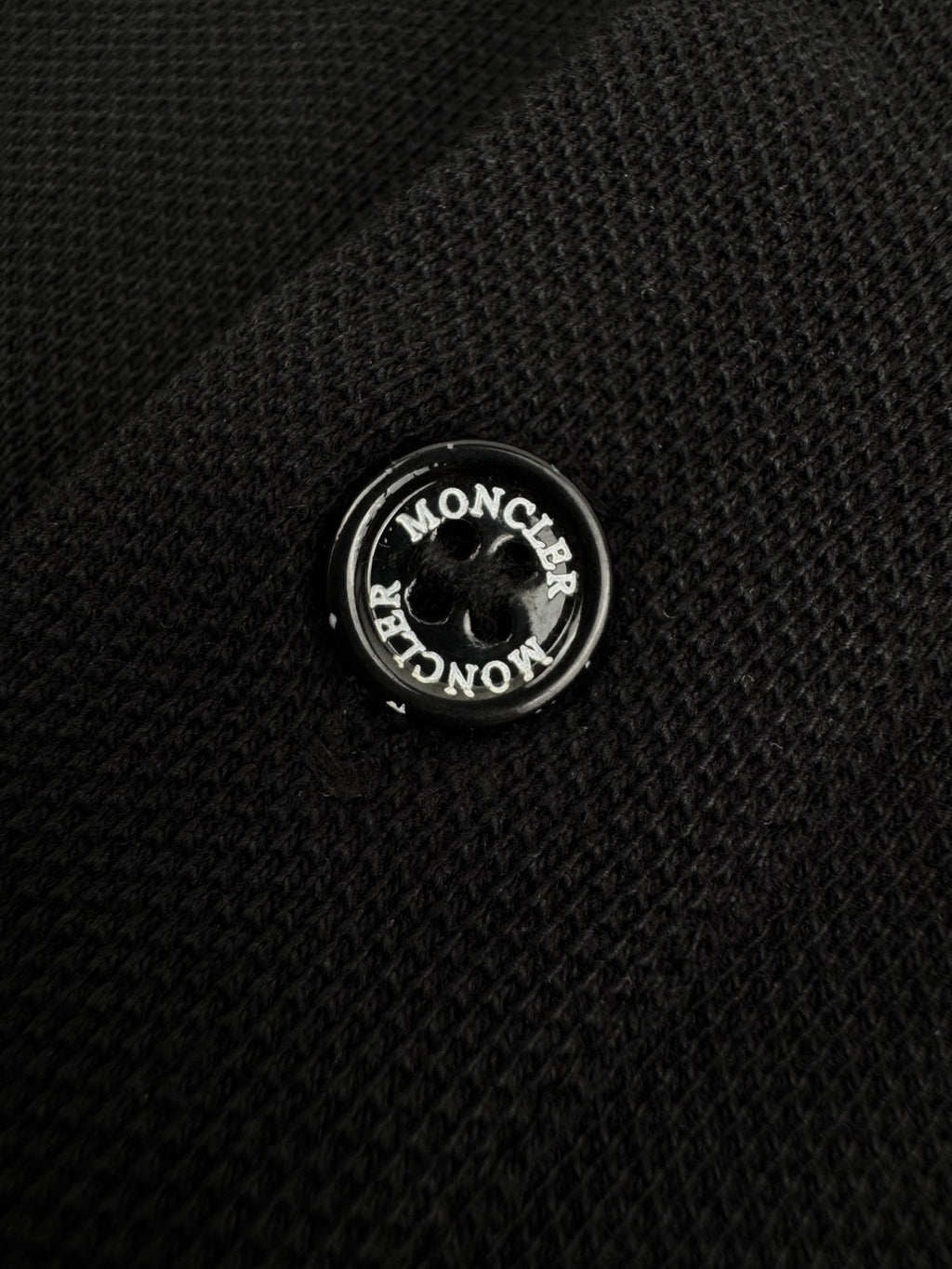 Moncler Black Logo Patch Cotton Piquet Polo Shirt Polos T-shirts #375497