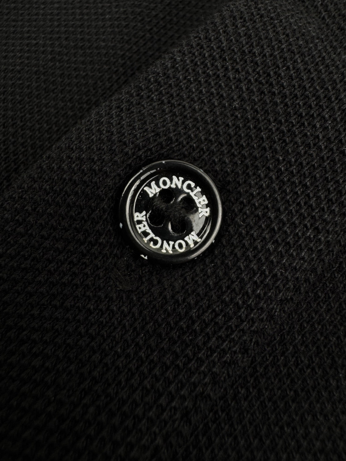Moncler Black Logo Patch Cotton Piquet Polo Shirt Polos T-shirts #375497